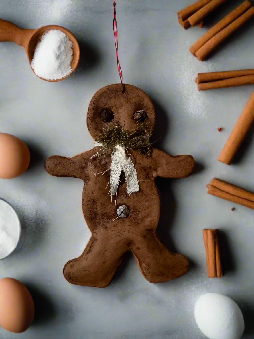 Primitive Christmas 6 "Handmade Hanging Gingerbread Man