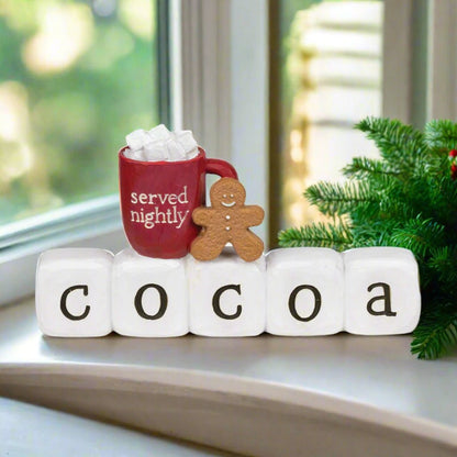 Christmas Blossom Bucket Hot Cocoa Mug &amp; Gingerbread Man Block Shelf Sitter - The Primitive Pineapple Collection
