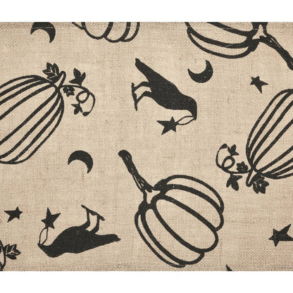 Primitive Fall Halloween Raven Harvest Burlap Jute Runner 12&quot;x48&quot; - The Primitive Pineapple Collection