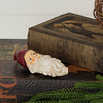 Primitive Christmas 5&quot; White Beard Santa Ornament - The Primitive Pineapple Collection