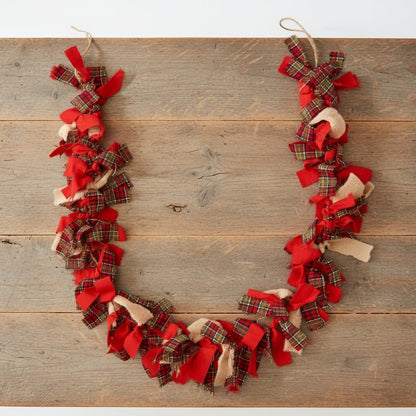 Primitive Christmas 71 In Christmas Rag Tie Garland - The Primitive Pineapple Collection