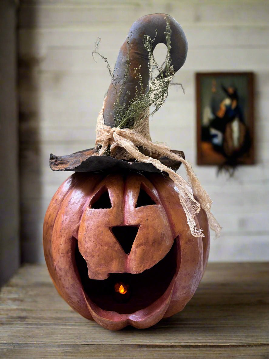 Halloween Fall Ragon House Collectable 15” Orange Big Mouth Pumpkin Luminary - The Primitive Pineapple Collection