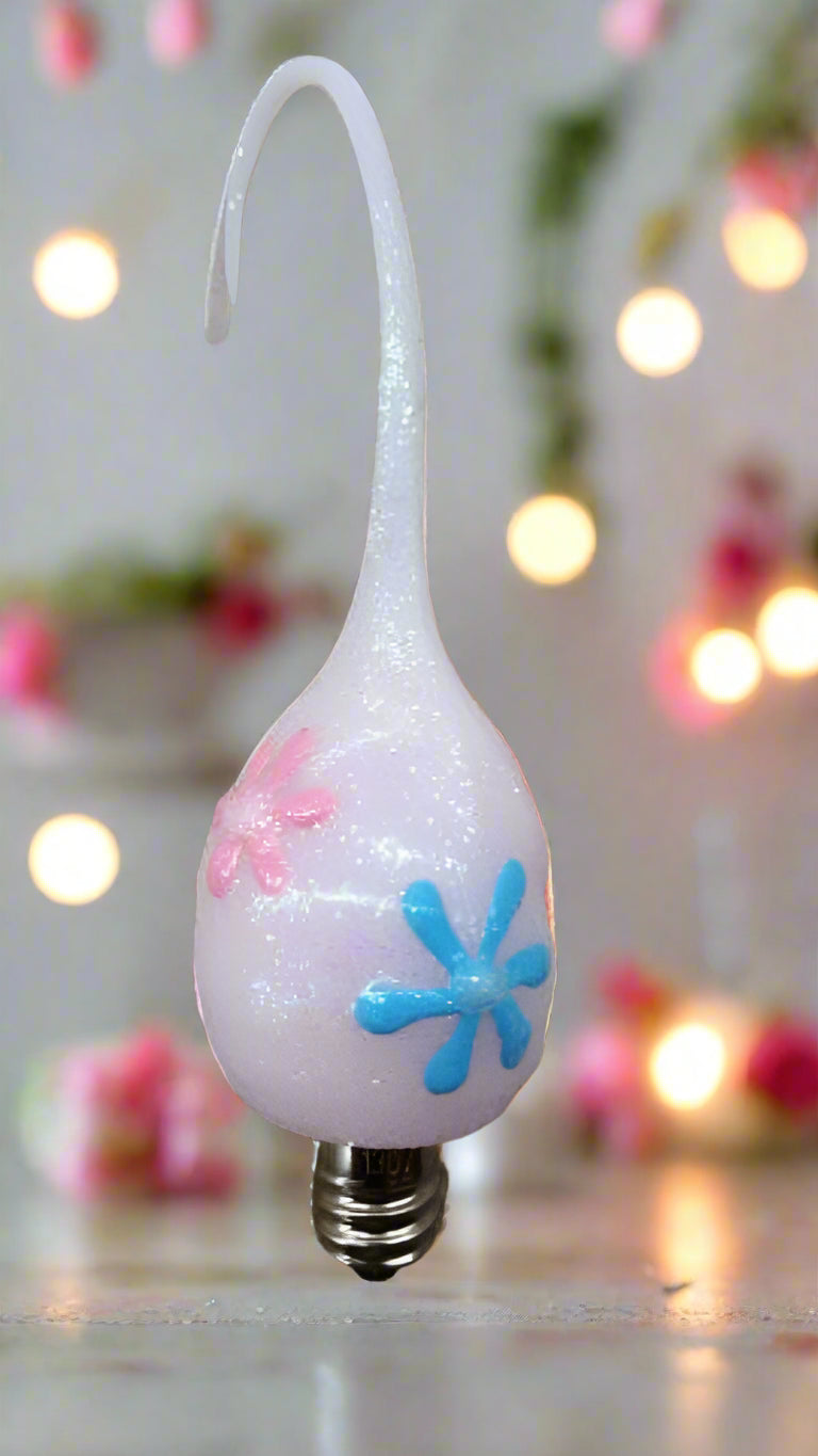 Spring Easter Whimsical Hand-dipped Spring Pink Flower Power Bulb