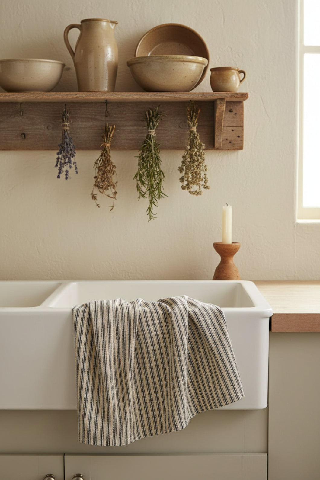 Primitive Black York Ticking Towel