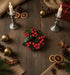 Primitive Colonial Christmas 1.25" Berry Candle Ring W/ Leaf - The Primitive Pineapple Collection