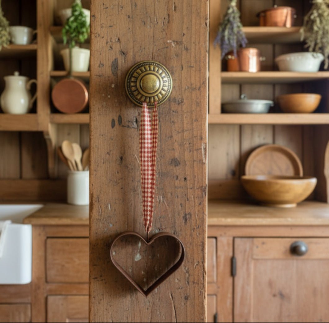 Primitive Colonial Hanging Metal Heart Cookie Cutter Ornaments - The Primitive Pineapple Collection