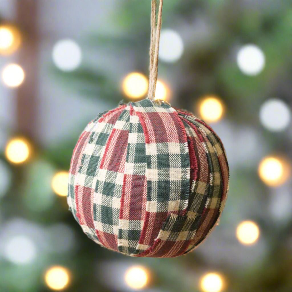 Primitive Christmas Denver Plaid Fabric Ornament - The Primitive Pineapple Collection