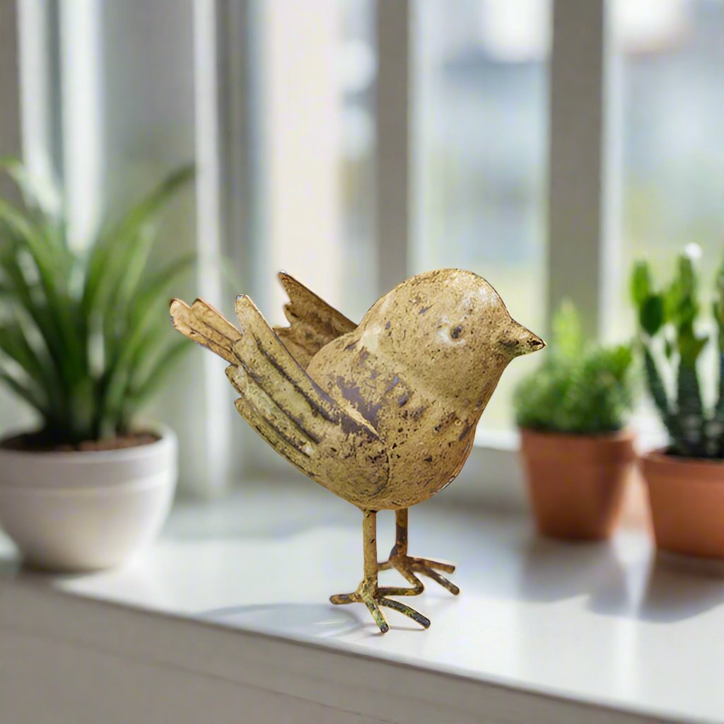 Colonial Primitive Distressed Metal Bird Figurine 3 3/4" - The Primitive Pineapple Collection
