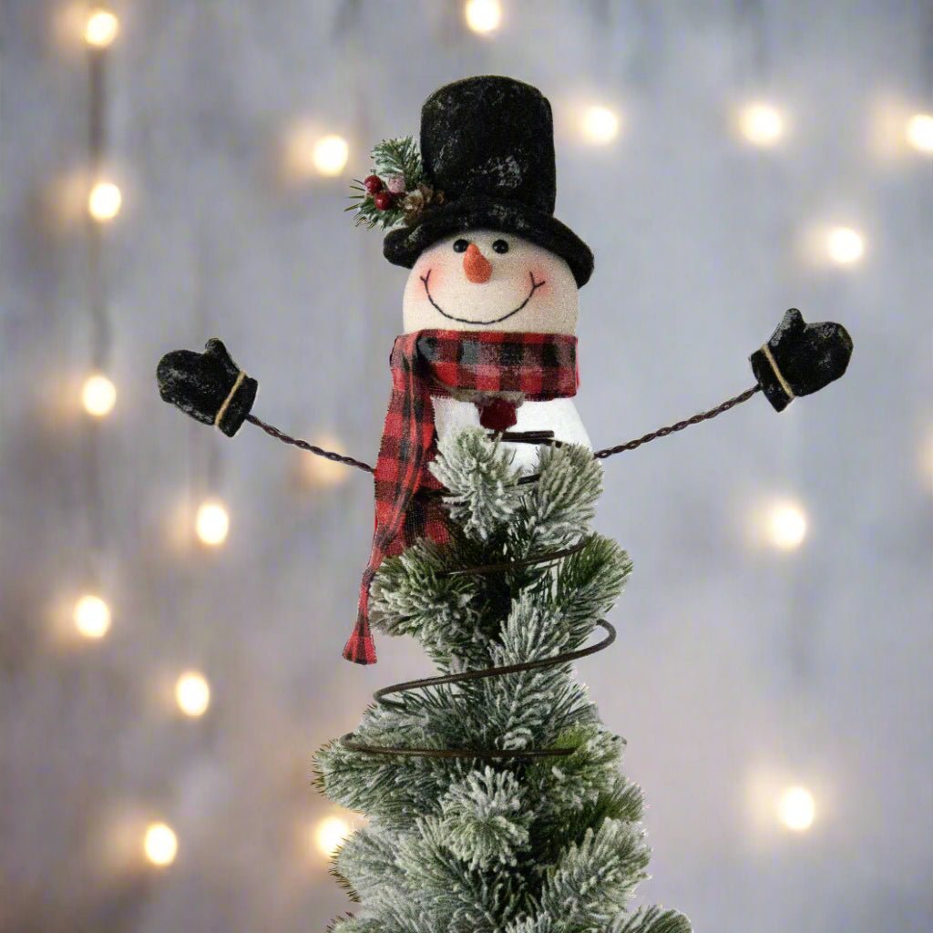 Primitive Christmas Snowman On Spring Tree Topper - The Primitive Pineapple Collection