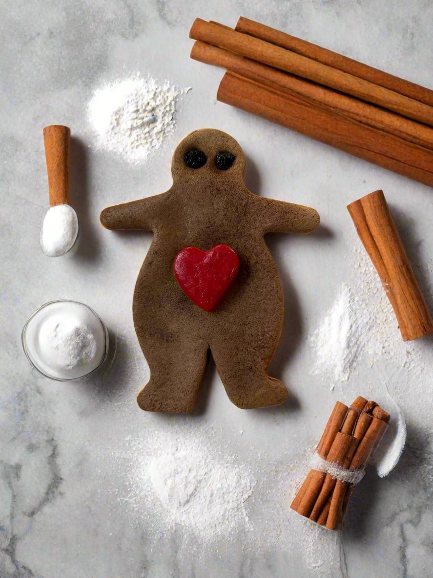 Primitive Handcrafted 7" Rustic Merry Christmas Gingerbread Man w/ Heart Bowl Filler - The Primitive Pineapple Collection