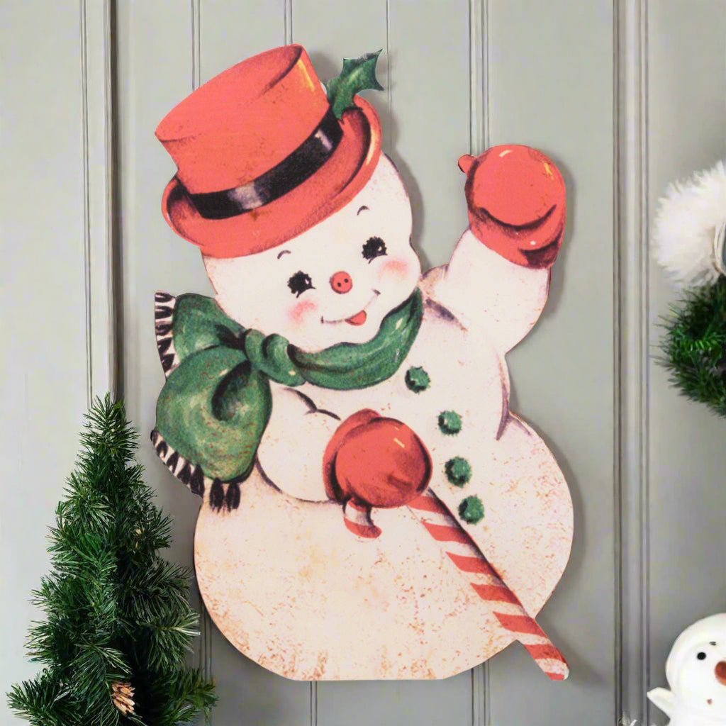 Primitive Christmas Metal Vintage Snowman Sign 18&quot; - The Primitive Pineapple Collection