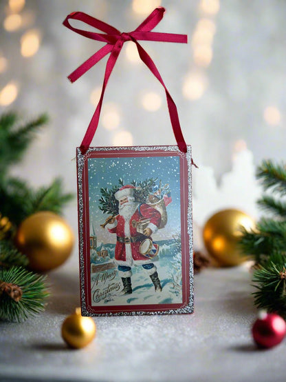 Primitive Christmas Metal Vintage Santa Postcard Ornaments Choice of Design - The Primitive Pineapple Collection