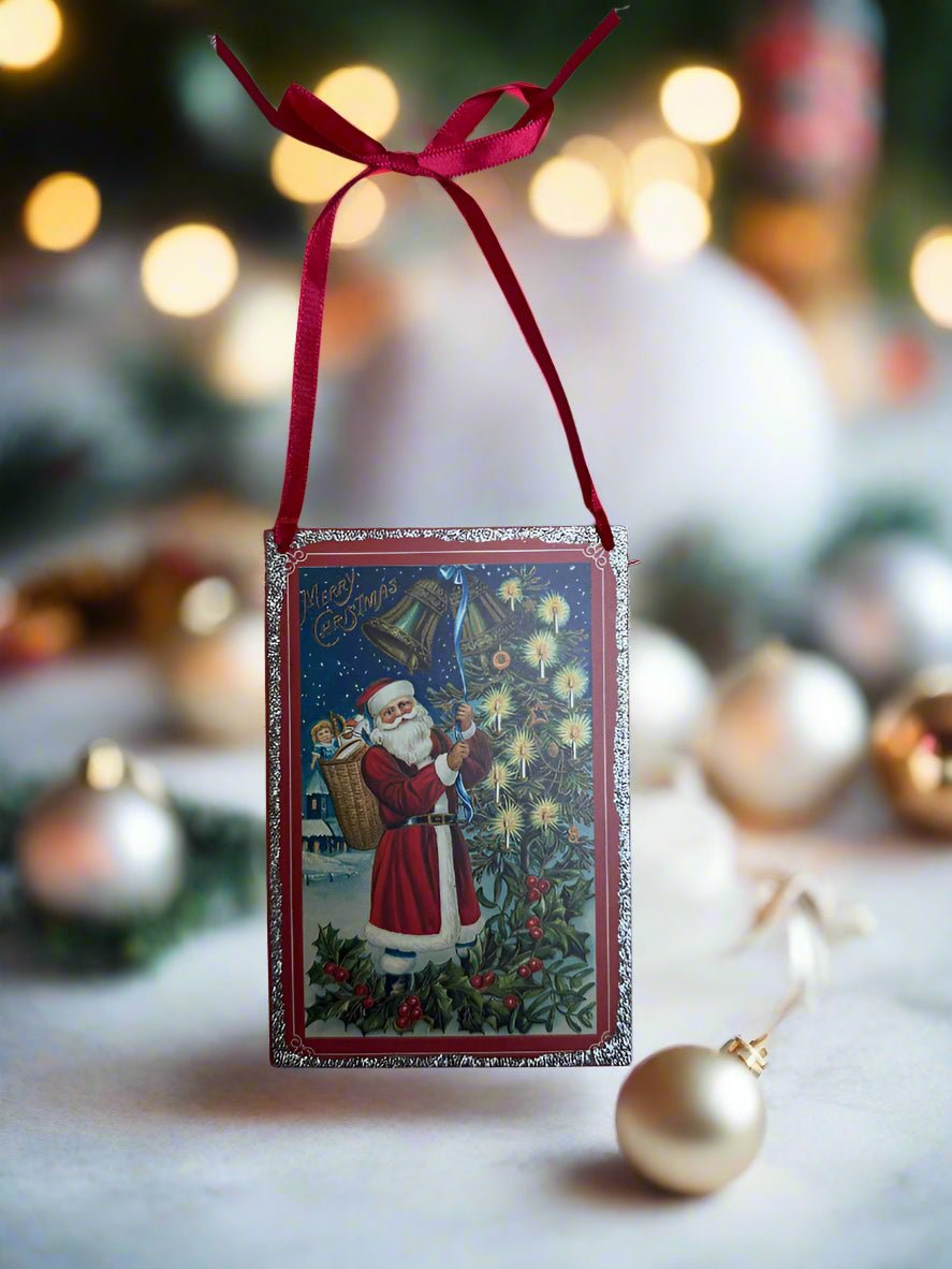 Primitive Christmas Metal Vintage Santa Postcard Ornaments Choice of Design - The Primitive Pineapple Collection