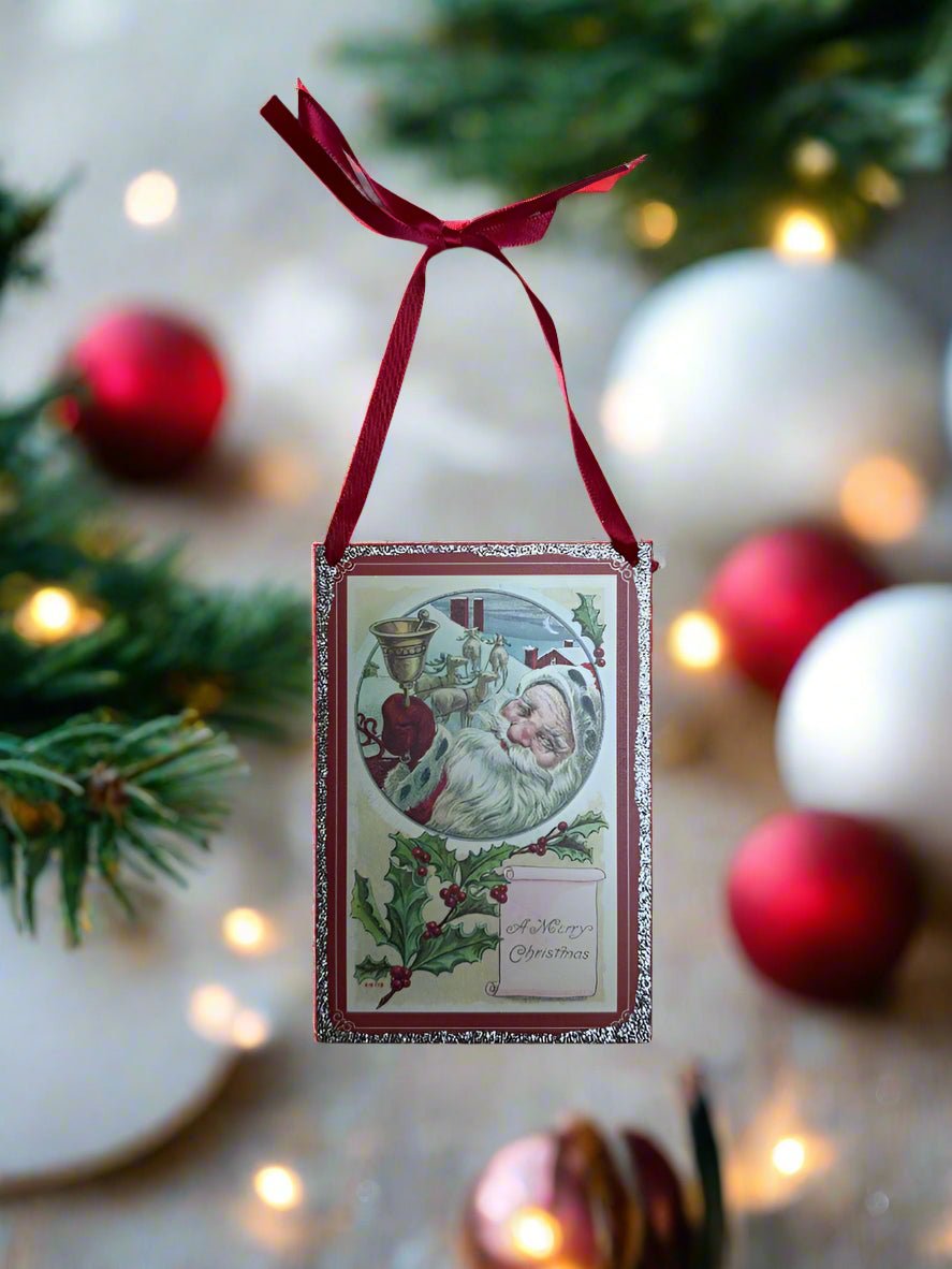 Primitive Christmas Metal Vintage Santa Postcard Ornaments Choice of Design - The Primitive Pineapple Collection