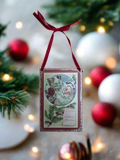 Primitive Christmas Metal Vintage Santa Postcard Ornaments Choice of Design - The Primitive Pineapple Collection