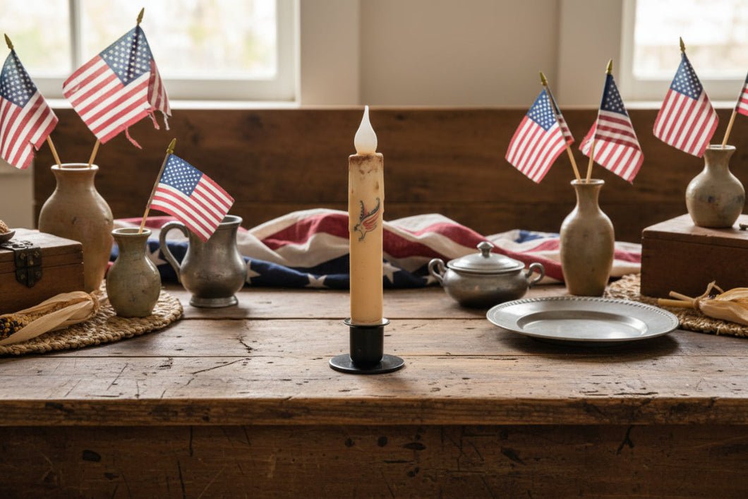 7" Eagle Flameless LED Taper Candle - Battery Operated with Timer - The Primitive Pineapple Collection