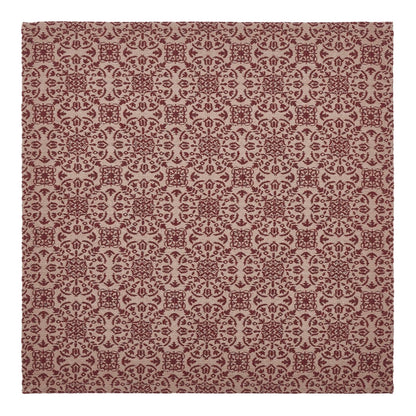 Farmhouse Burgundy Tan Jacquard Table Topper 20x20 - The Primitive Pineapple Collection