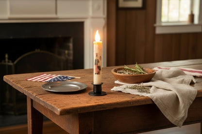 7" Americana Uncle Sam LED Timer Taper Candle - Primitive Holiday Decor - The Primitive Pineapple Collection