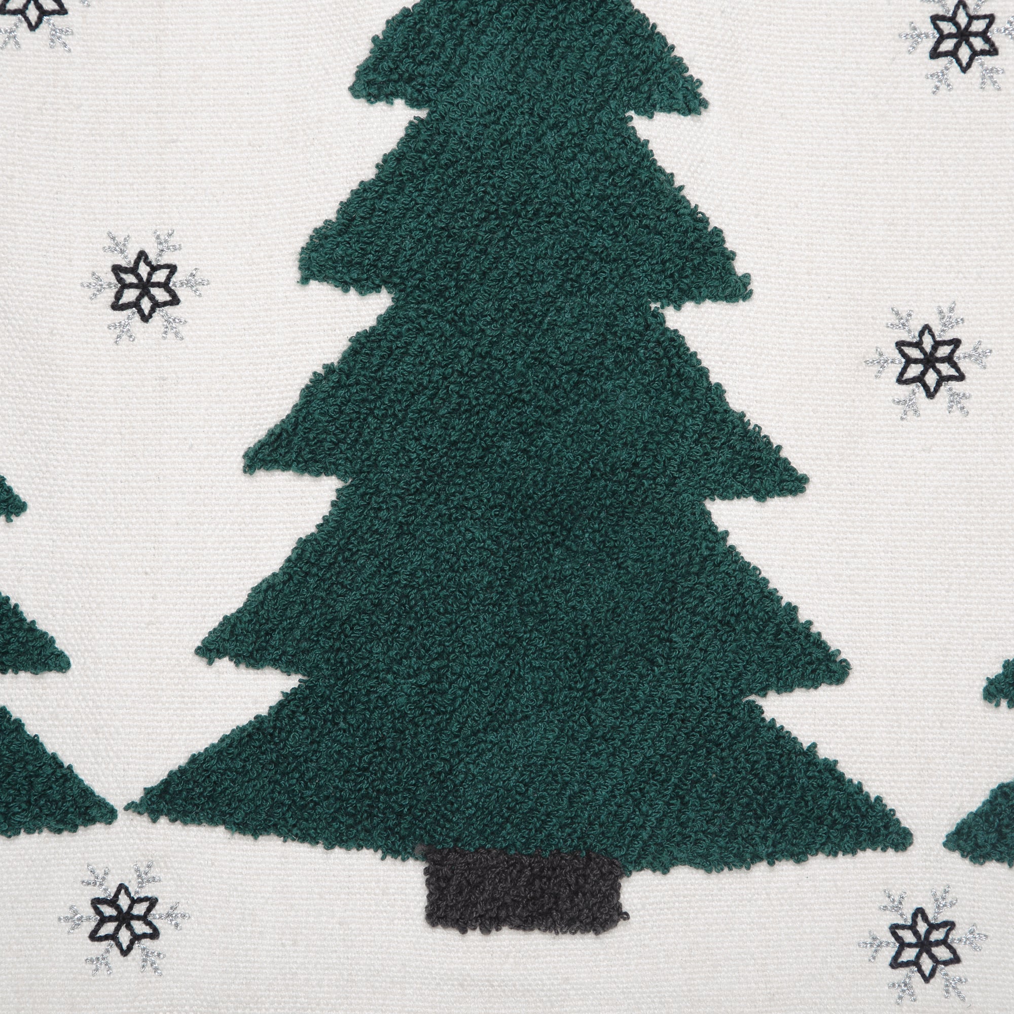 Primitive Christmas Pine Grove Plaid Embroidered Trees Pillow 14x22