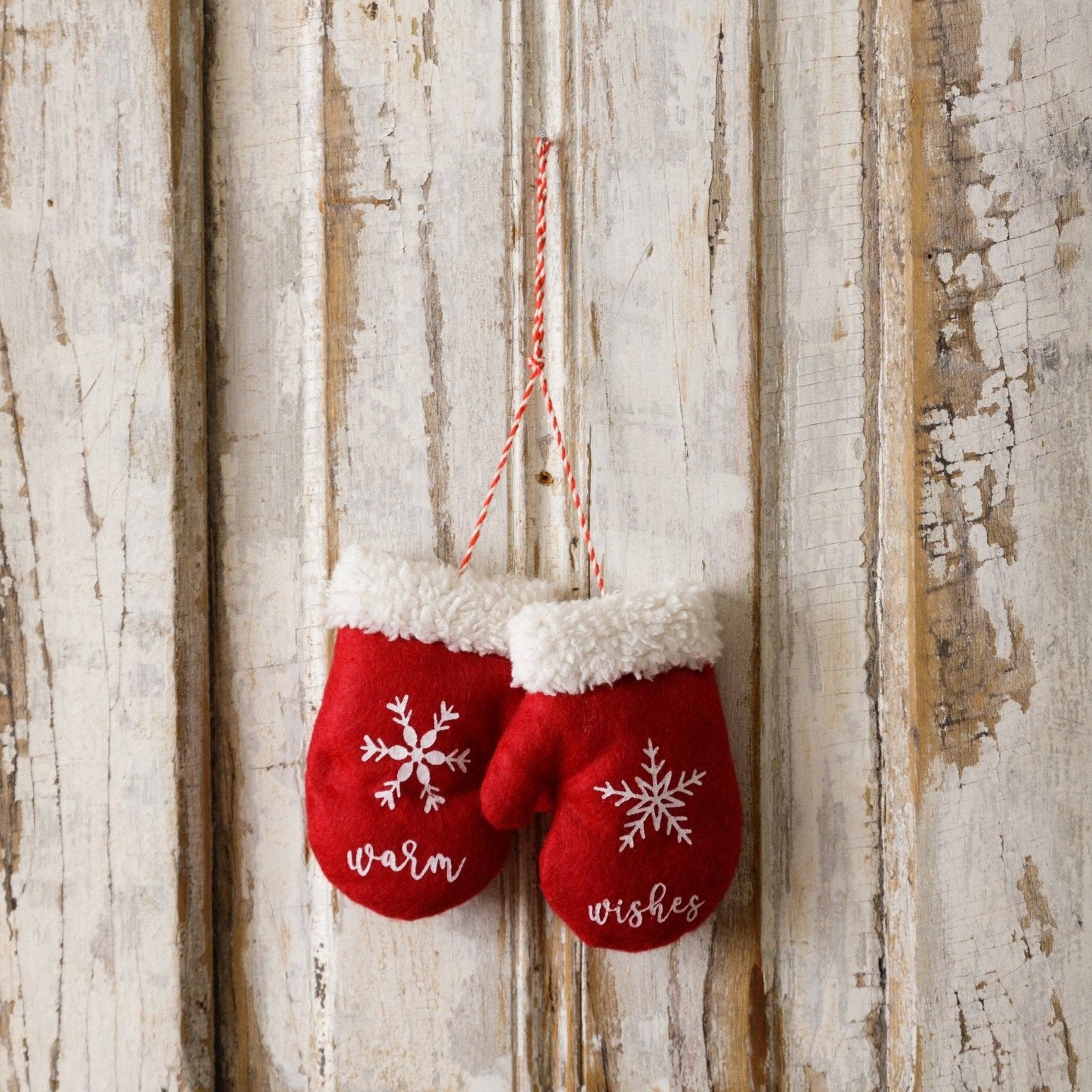 Primitive Christmas Warm Wishes Mitten Ornament 4.25&quot; - The Primitive Pineapple Collection