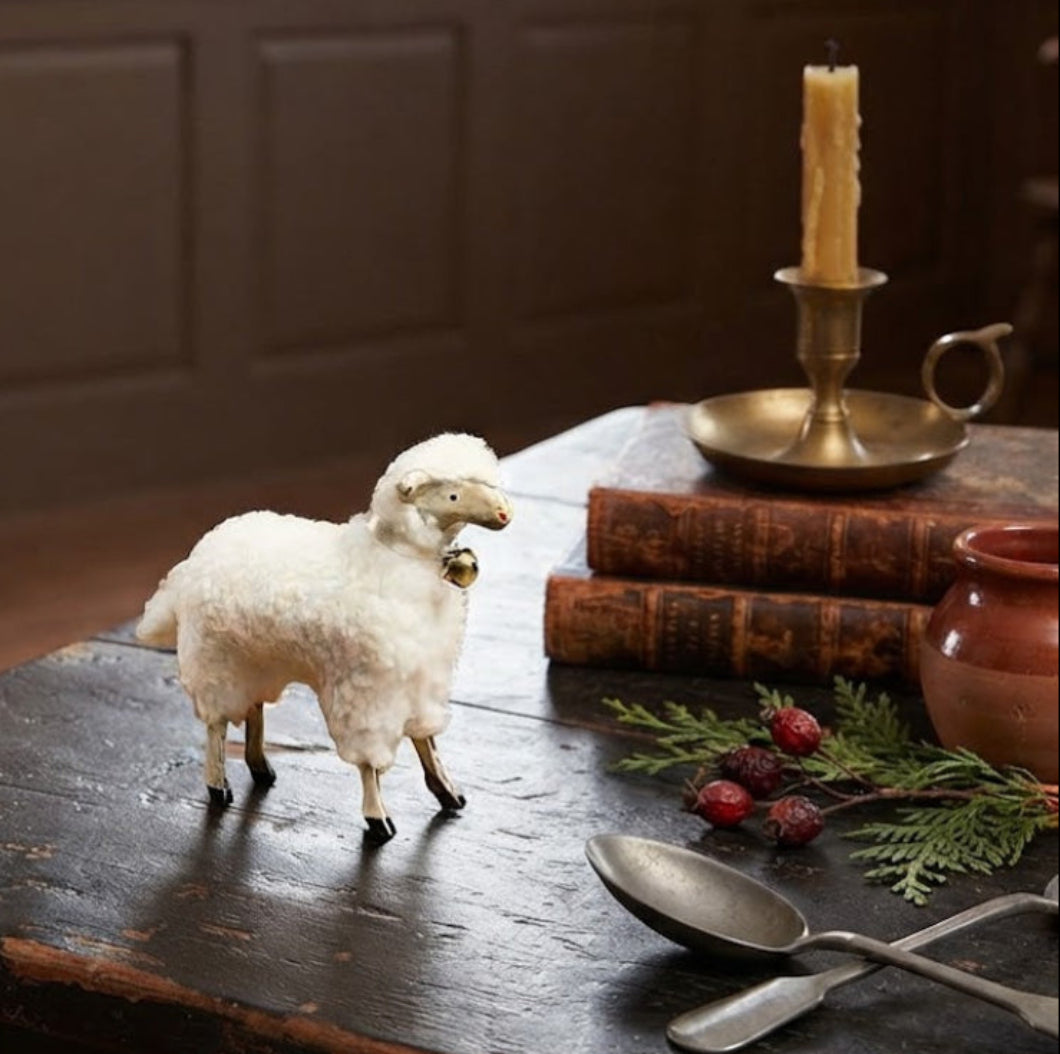 Primitive Ragon House 4” German style Cotton Large Sheep Colonial Christmas