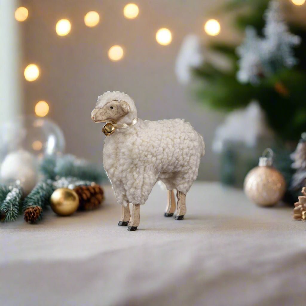 Primitive Ragon House 4” German style Cotton Large Sheep Colonial Christmas - The Primitive Pineapple Collection
