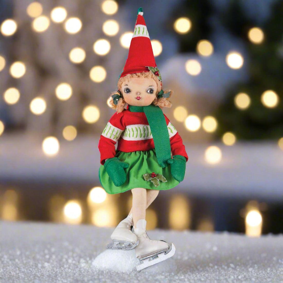 Christmas Winter Joe Spencer 26" Tracy Ice Skating Girl Doll Folk Art - The Primitive Pineapple Collection