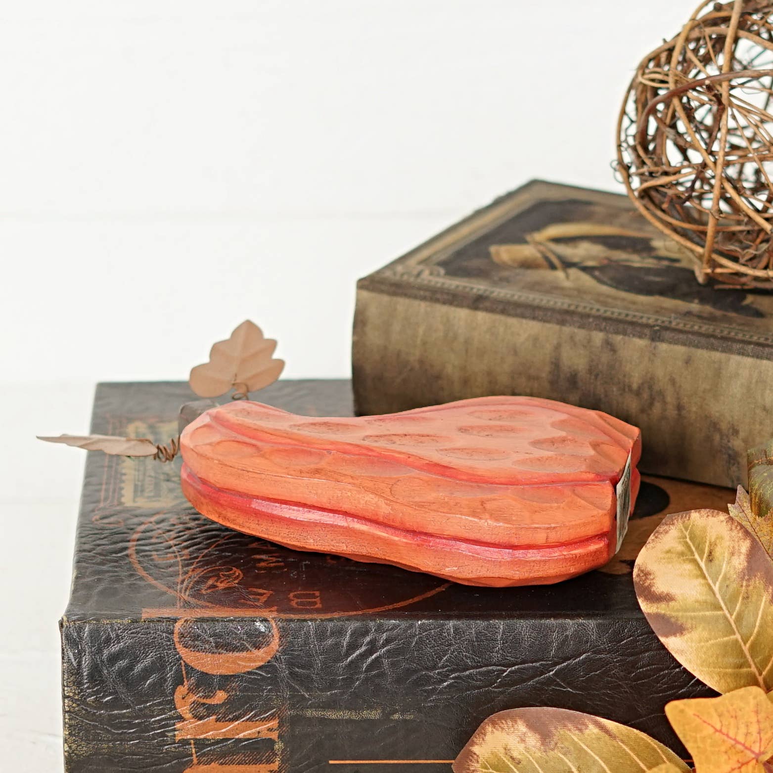 Primitive Rustic Halloween Chunky Wood Pumpkin 8&quot; Shelf Sitter - The Primitive Pineapple Collection