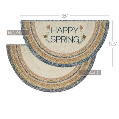 Primitive Farmhouse Easter Spring Kaila Happy Spring Jute Half Circle 19.5x36