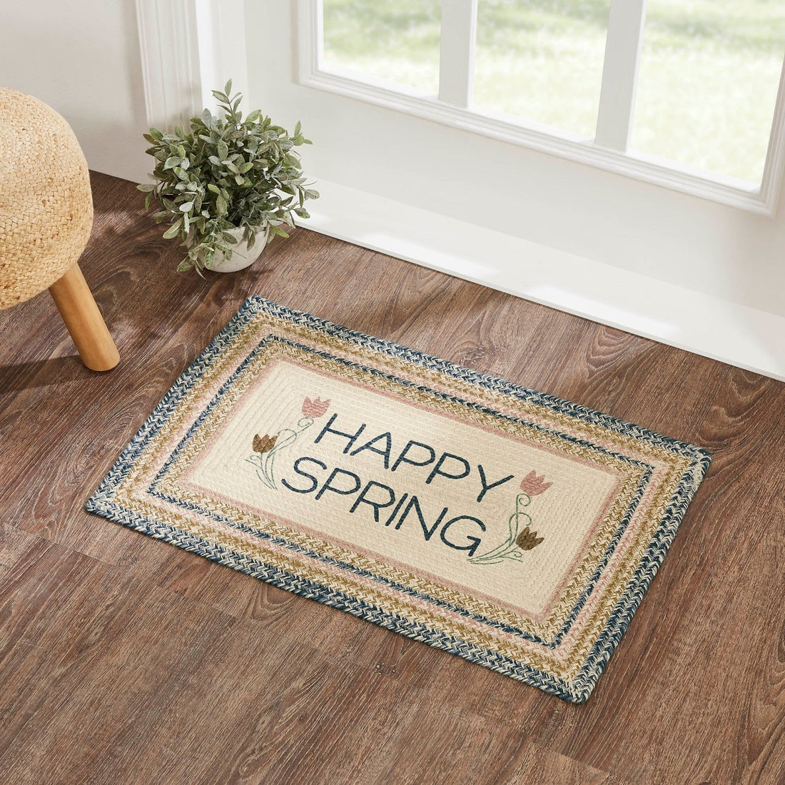 Primitive Farmhouse Easter Spring Kaila Happy Spring Jute Rug Rect 20x30 - The Primitive Pineapple Collection