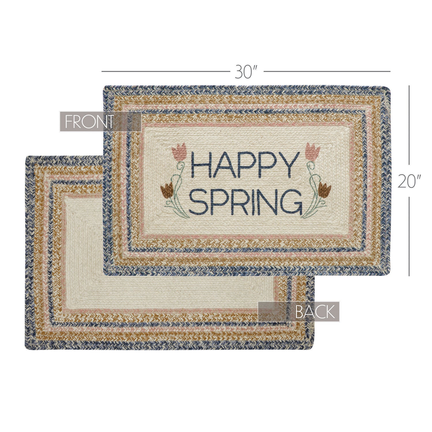 Primitive Farmhouse Easter Spring Kaila Happy Spring Jute Rug Rect 20x30