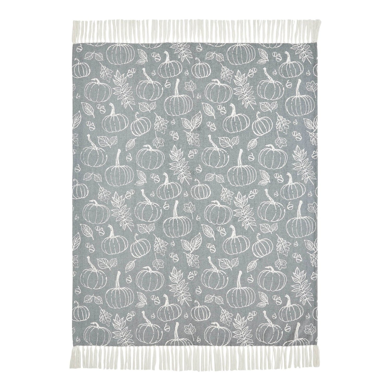 Primitive Fall Halloween Silhouette Pumpkin Grey Throw 50&quot;x60&quot; - The Primitive Pineapple Collection