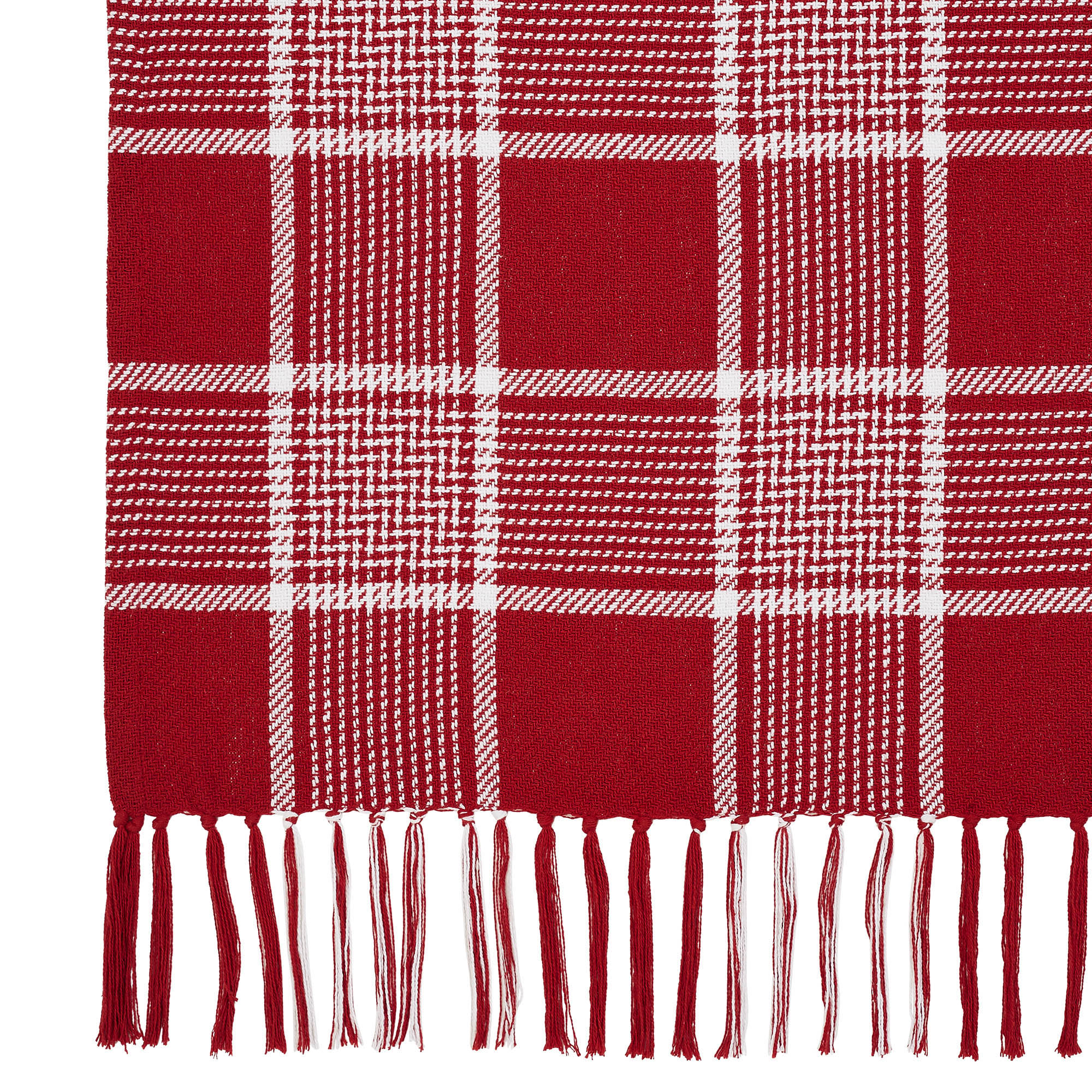 Primitive Christmas Eston Red White Plaid Woven Throw 50x60