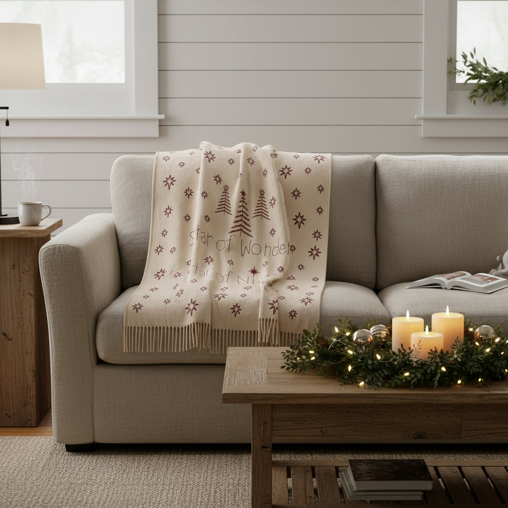 Primitive Christmas Star of Wonder Woven Throw 50x60 - The Primitive Pineapple Collection