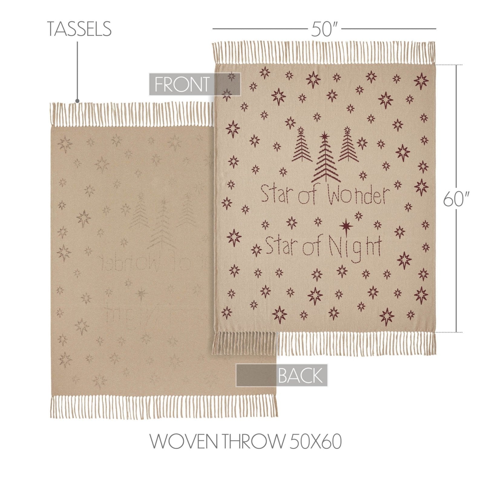 Primitive Christmas Star of Wonder Woven Throw 50x60 - The Primitive Pineapple Collection
