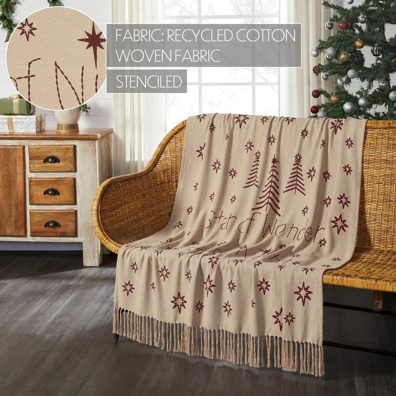 Primitive Christmas Star of Wonder Woven Throw 50x60 - The Primitive Pineapple Collection