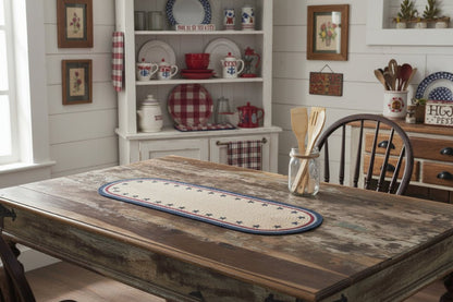 Farmhouse My Country Oval Runner Stencil Stars 12x36 - The Primitive Pineapple Collection