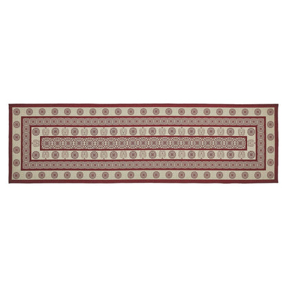Primitive Farmhouse Burgundy Tan Jacquard Polyester Rug/Runner Rect 22x78 - The Primitive Pineapple Collection