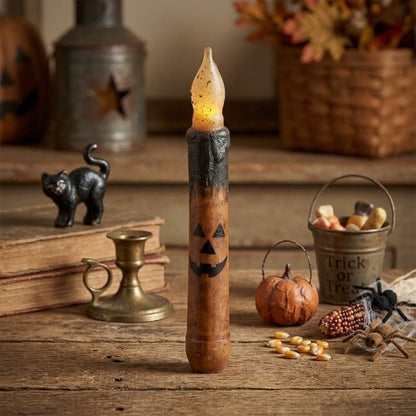 Halloween Timer Taper Candle 6.5" – Black Cat, Spider &amp; Jack O Lantern - The Primitive Pineapple Collection