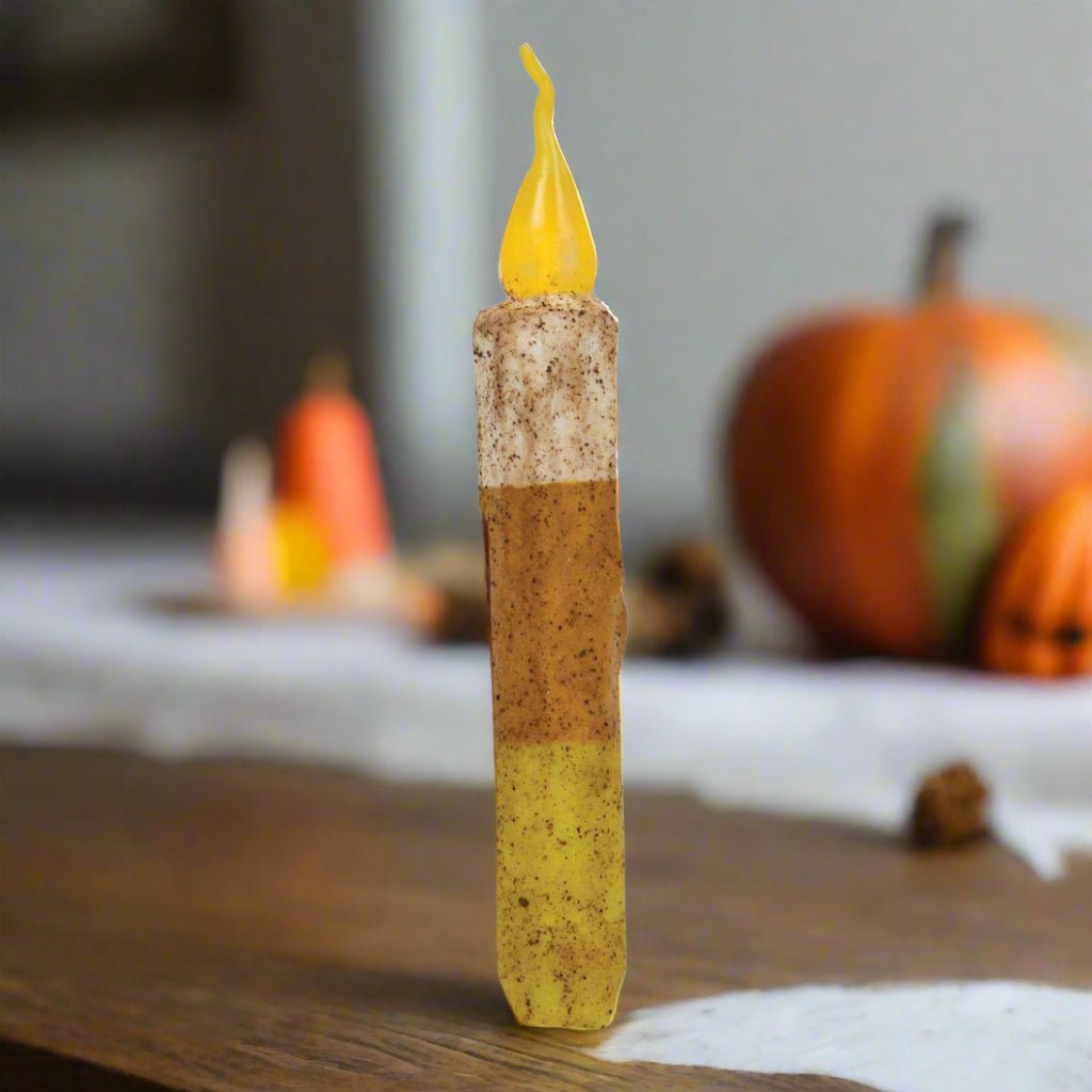 Primitive Country Halloween Grungy Candy Corn Timer Taper - The Primitive Pineapple Collection