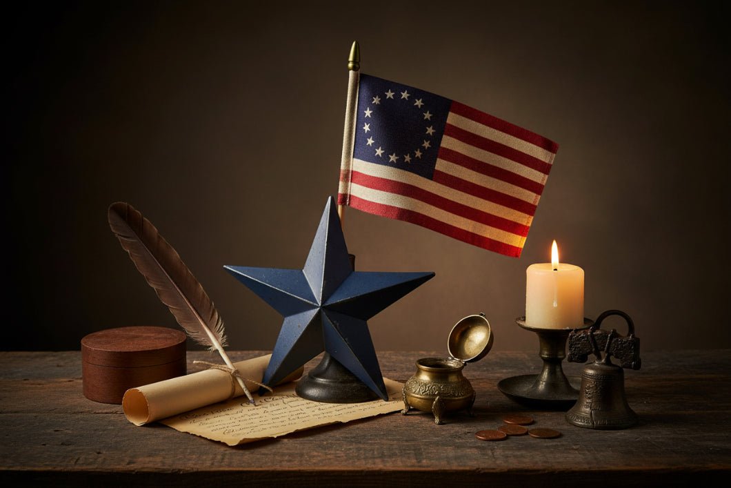 Navy Blue Distressed Metal Star Wall Decor - 4"x4" Primitive Americana Star - The Primitive Pineapple Collection