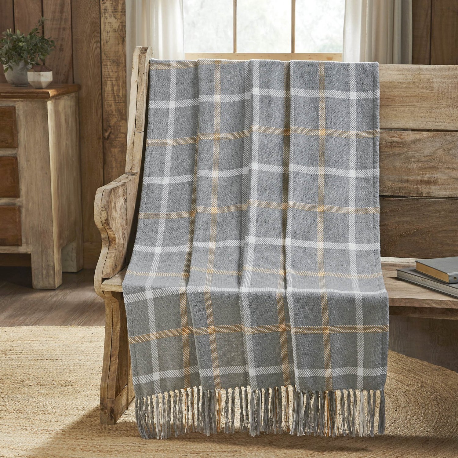 Primitive Fall Halloween Harvest Blessings Woven Plaid Throw 50x60 - The Primitive Pineapple Collection