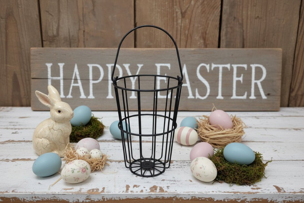 Primitive Spring Easter 6" Wire Egg Basket - The Primitive Pineapple Collection