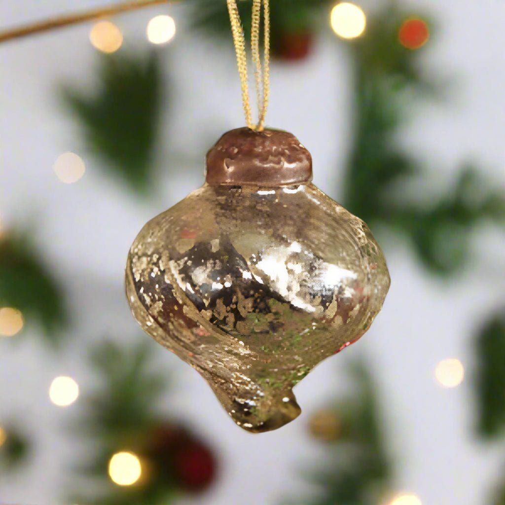 Primitive Vintage Look 1” Silver Onion Mercury Ornament - The Primitive Pineapple Collection