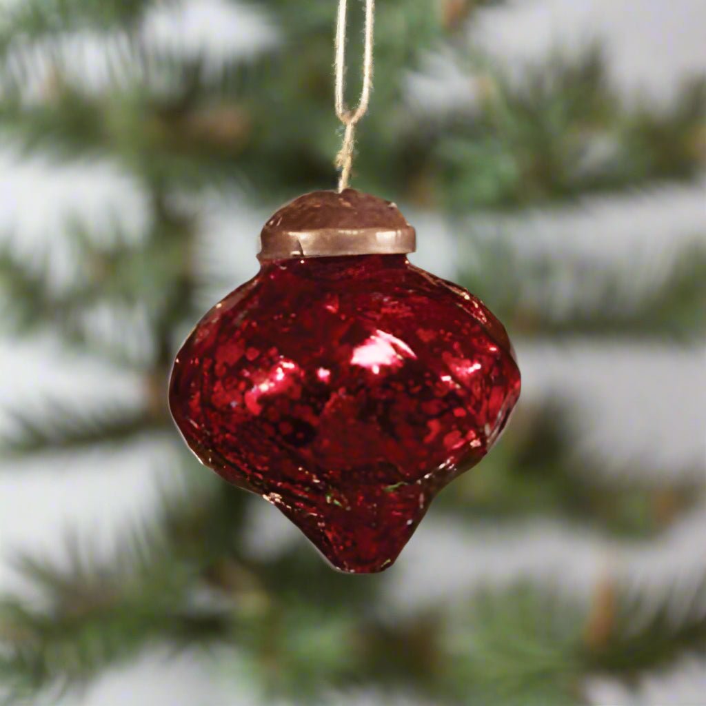 Primitive Vintage Look 1" Red Onion Mercury Ornament - The Primitive Pineapple Collection
