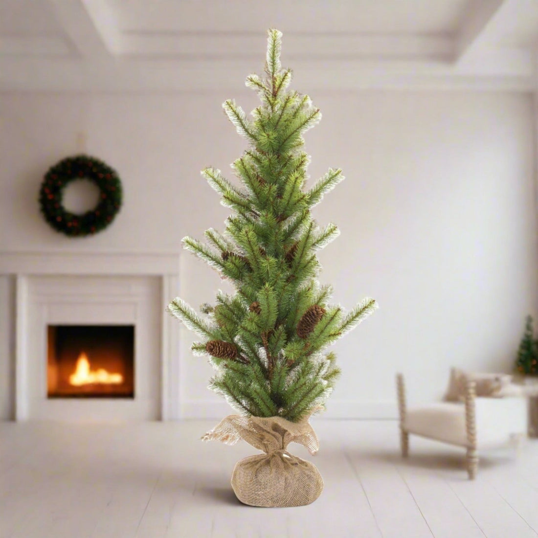 Primitive Rustic 3Ft Christmas Pine Tree Burlap Base - The Primitive Pineapple Collection