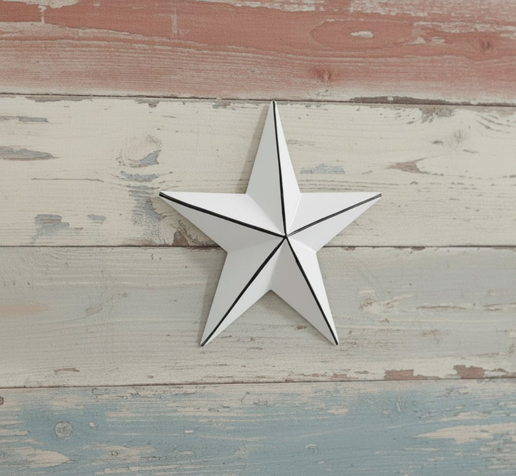 Farmhouse Americana Metal Star White Distressed 4x4 - The Primitive Pineapple Collection