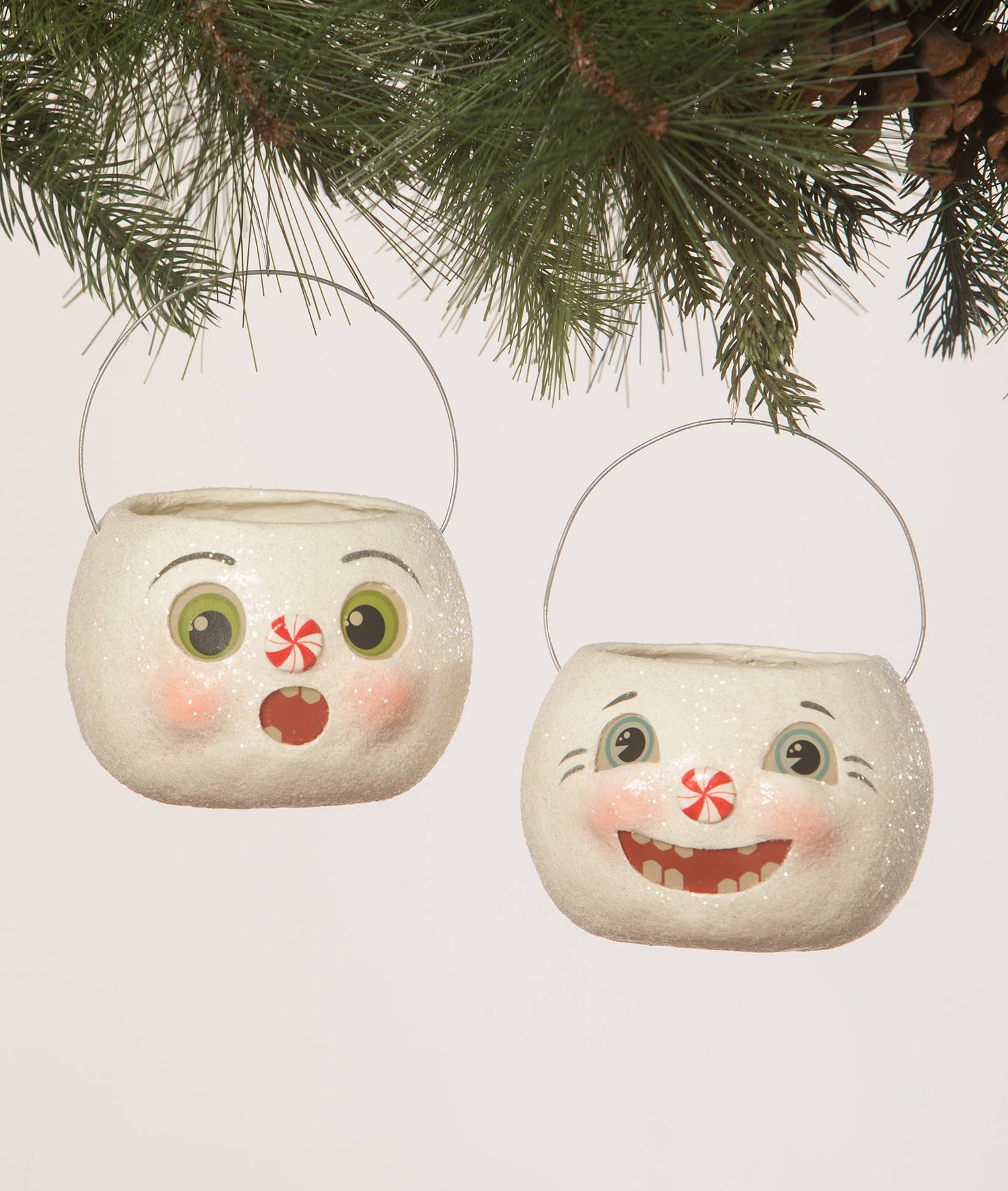 Bethany Lowe Christmas Happy Snowman Bucket Petite Ornament TJ2331 - The Primitive Pineapple Collection