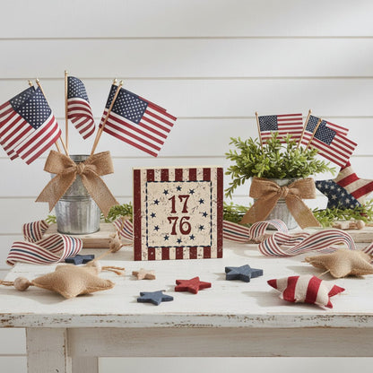 Patriotic 1776 Block Sign – Americana Stars &amp; Stripes 6x6 - The Primitive Pineapple Collection
