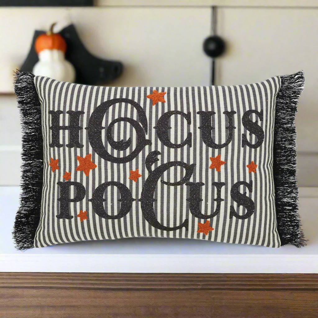 Primitive Halloween Hocus Pocus Fringed Pillow 14x20 - The Primitive Pineapple Collection